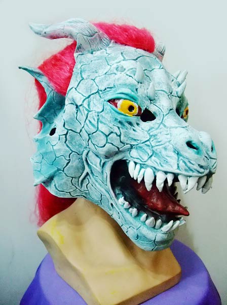 ҷ Ƽ ǰ ؽ ʿ  Ӹ 巡 ŷ  ũ/Halloween Party Props Latex Mask Red Hair Dragon King Journey to the West